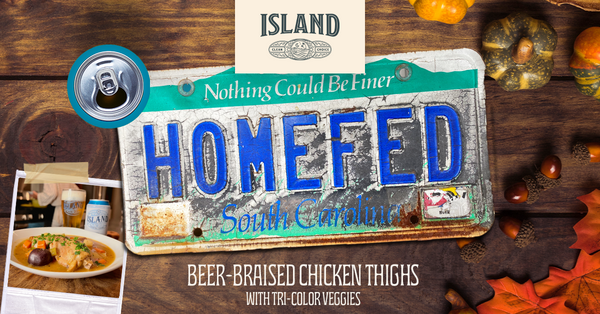 Homefed Friday: Beer-Braised Chicken Thighs with Tri-Color Veggies